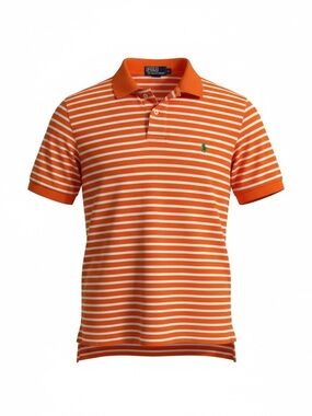 RL Polo Orange and white with a bright Green pony Sz L men’s shirt very Nice !